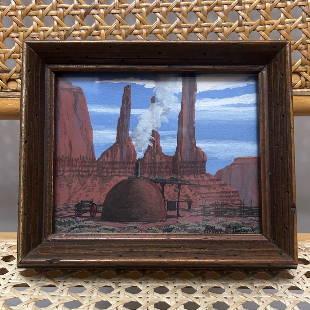 Arthur C Begay Framed Southwest Desert Landscape Art / Small Vintage Painting